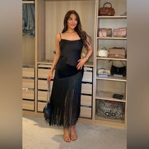 ZARA COMBINATION FRINGE LONG DRESS